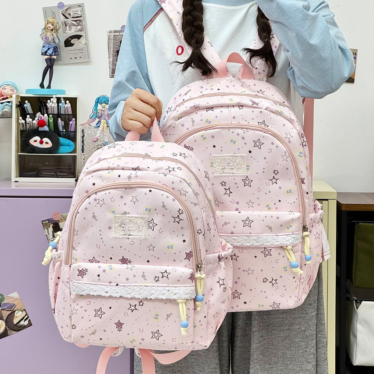 Playful Star-Printed School Backpack LoungeYard — product view 2