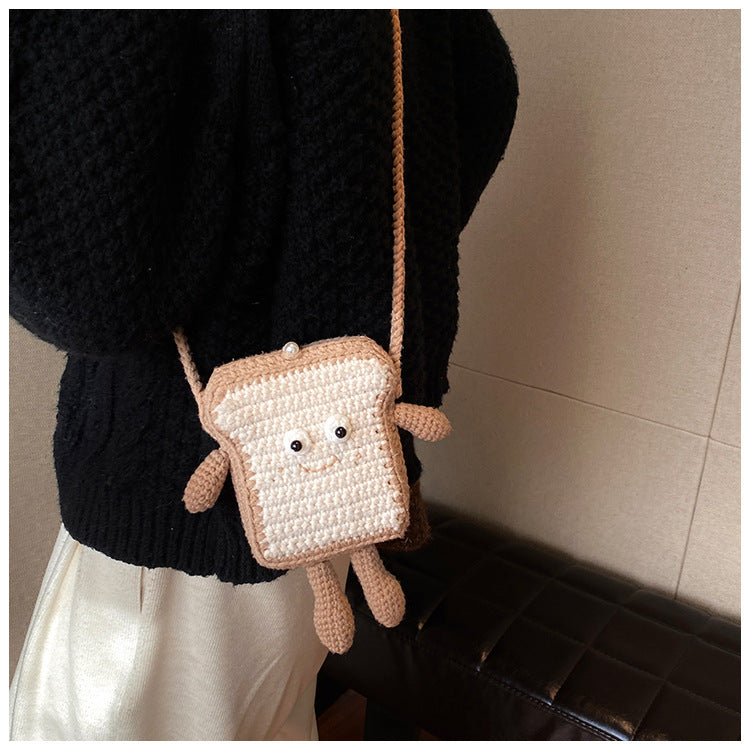 Cute Crochet Toast-Themed Mini Backpack — product view 3