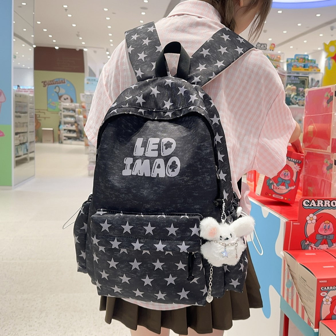 Fun Starry Patterned Backpack LoungeYard — product view 3