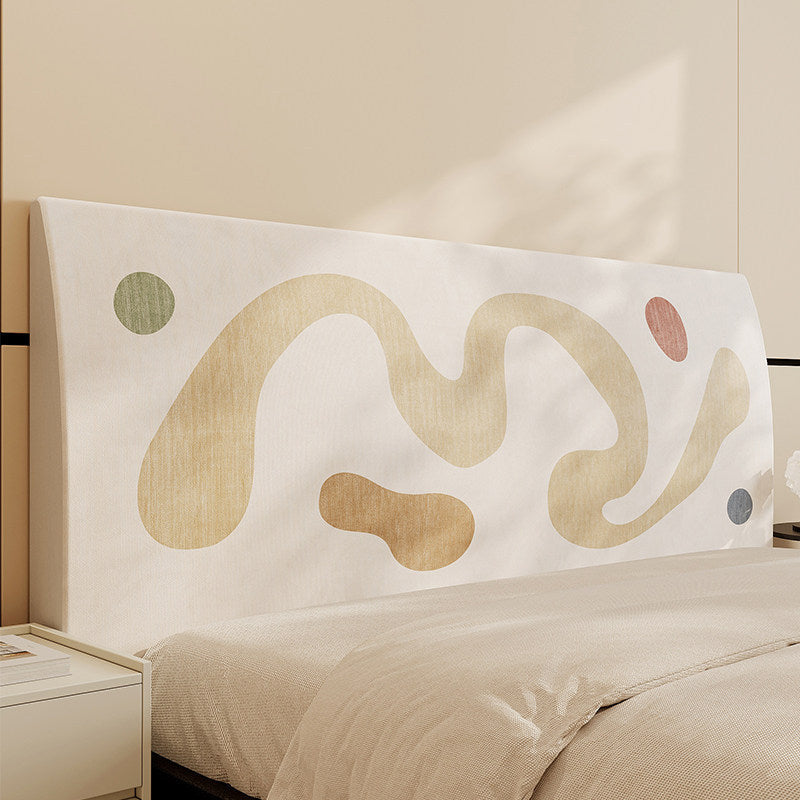 Upholstered Padded Headboard Cover with Abstract Minimalist Print — product view 4
