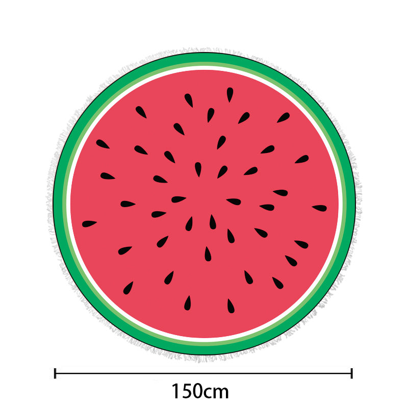 Round beach towel with floral fringe pattern LoungeYard — product view 1