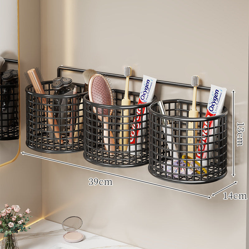 Wall-Mounted Ventilated Plastic Bathroom Organizer Basket for Toiletries and Razors — product view 4