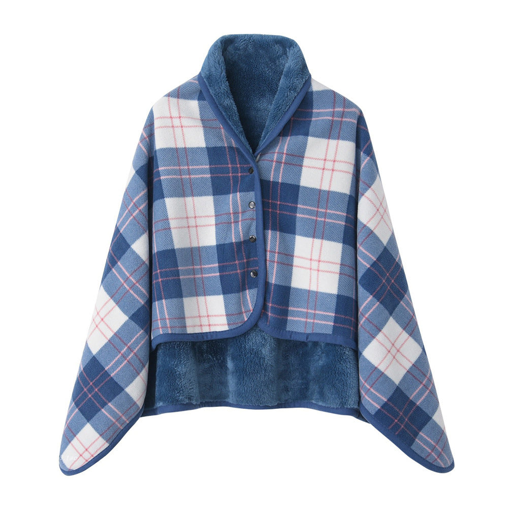 Women Elegant and Comfortable Fleece Poncho Blanket LoungeYard — product view 5