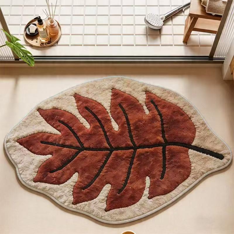 Leaf-Shaped Plush Memory Foam Bath Mat — product view 2