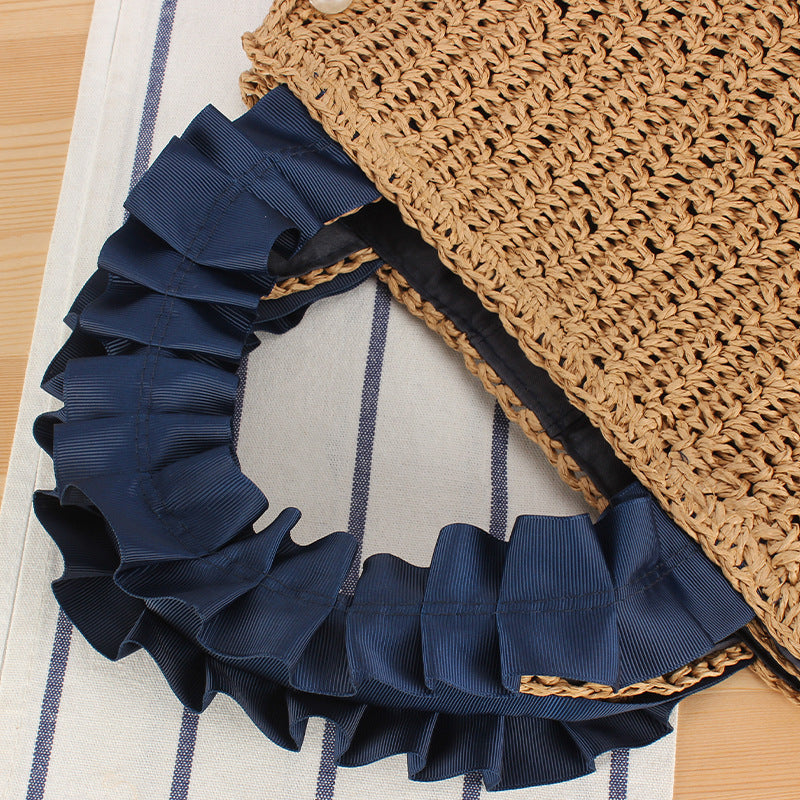 Handbag with High-Quality Pearl Embellishment and Fashionable Ruffled Handle LoungeYard — product view 2