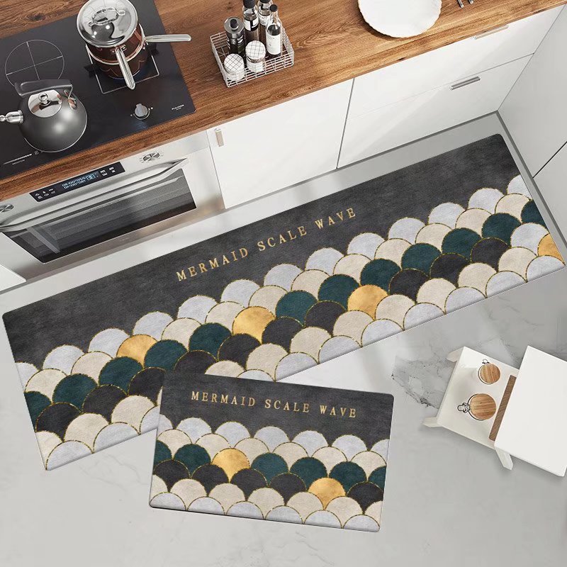 Marble-Pattern Kitchen Runner Mat Set Bowlift — product view 4