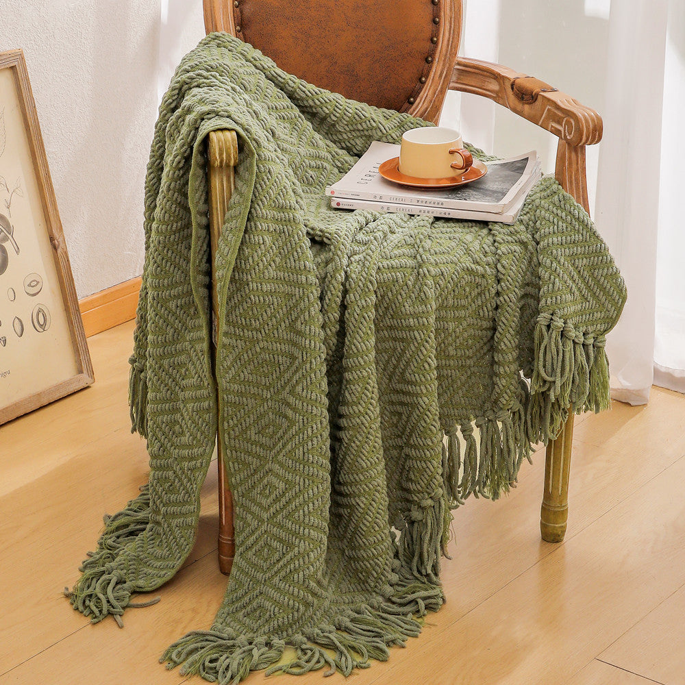 Handwoven Textured Throw Blanket LoungeYard — product view 1