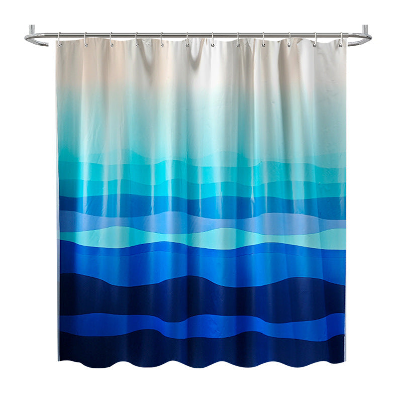 Gradient Wave Pattern Shower Curtain LoungeYard — product view 5