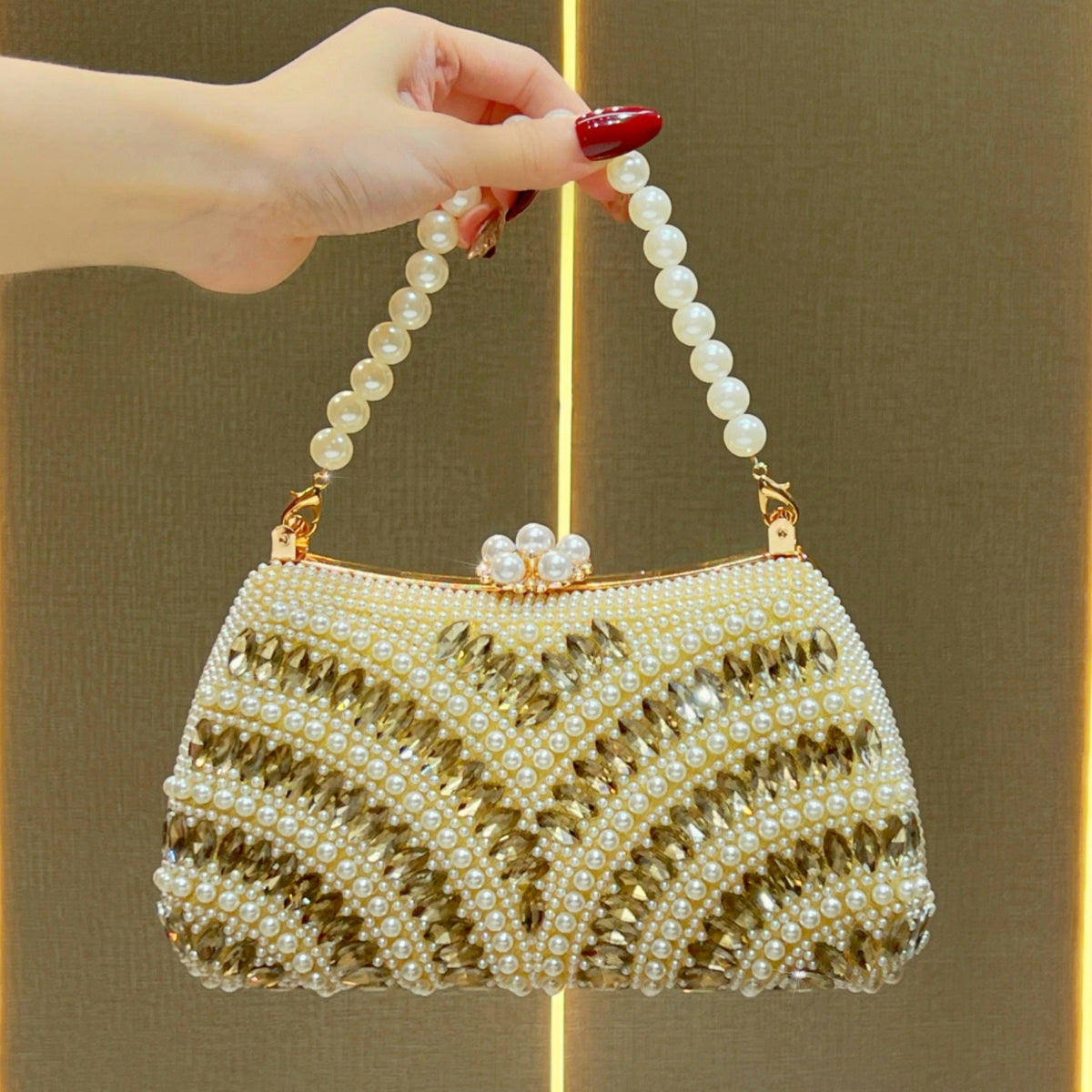Decorative Pearl-Studded Evening Handbag — product view 2