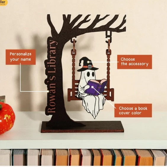 Whimsical Halloween Ghost and Cat Decoration Bowlift — product view 1