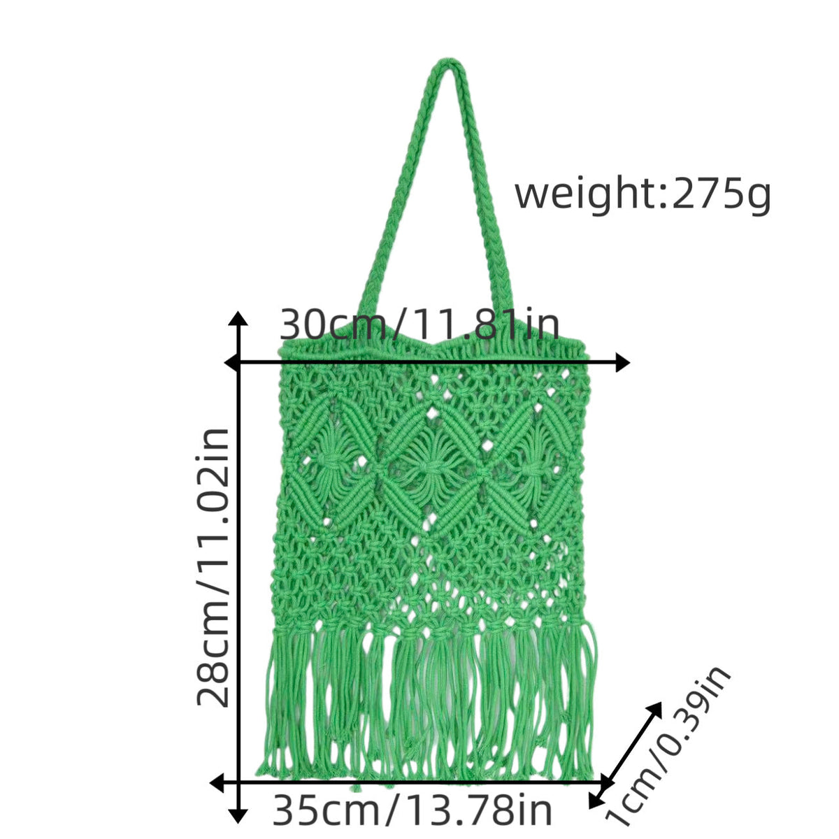 Macrame shoulder bag with fringed design LoungeYard — product view 1