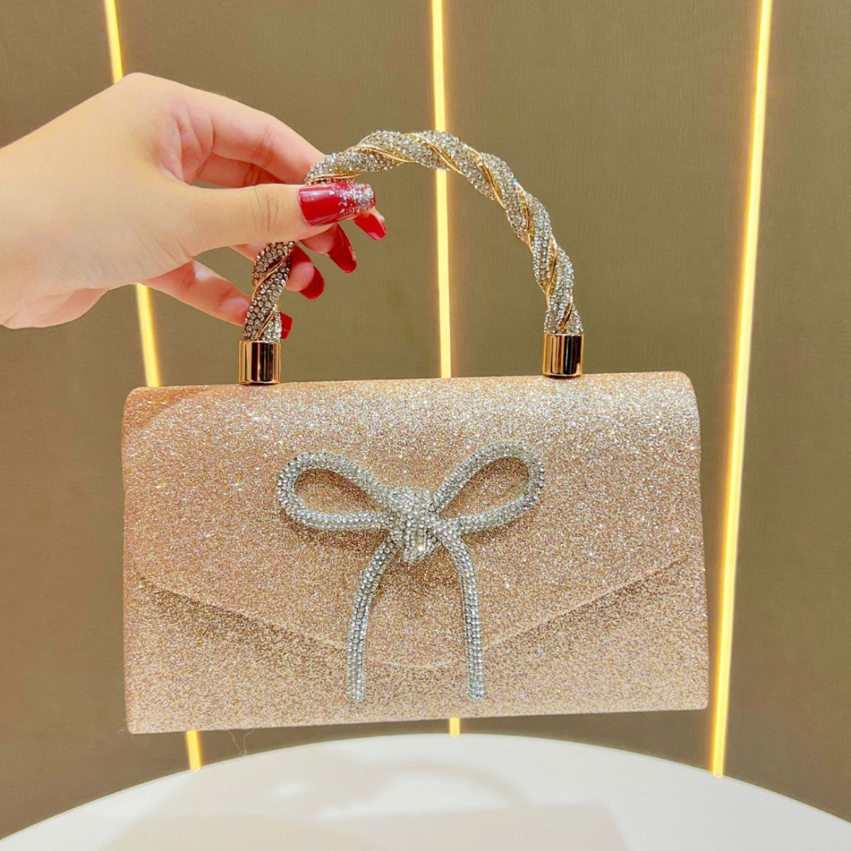 Sparkling Bow-Detail Evening Handbag — product view 7