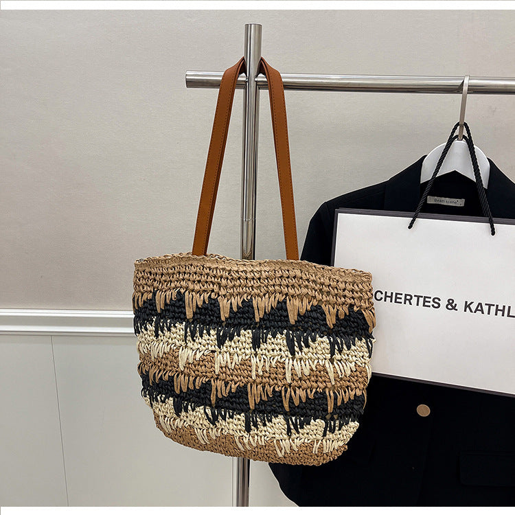 Large, Handmade Straw Bag with Designer Details LoungeYard — product view 3