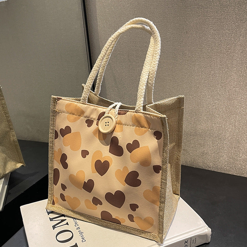 Heart-Patterned Casual Tote Bag — product view 1