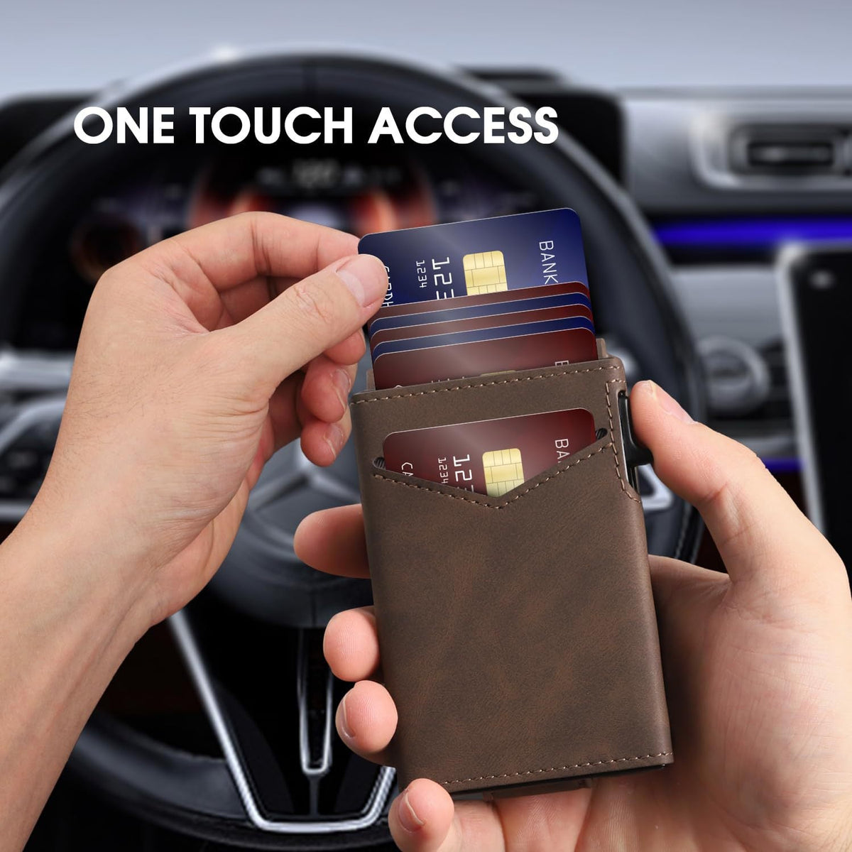 Minimalist RFID-Blocking Leather Card Wallet LoungeYard — product view 4