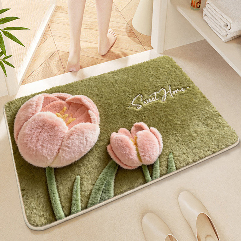 Floral-Themed Soft Microfiber Bath Mat — product view 4