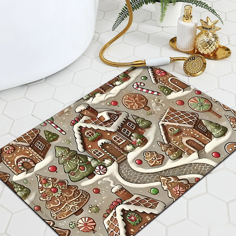 Festive Gingerbread-Themed Bath Mat — product view 1