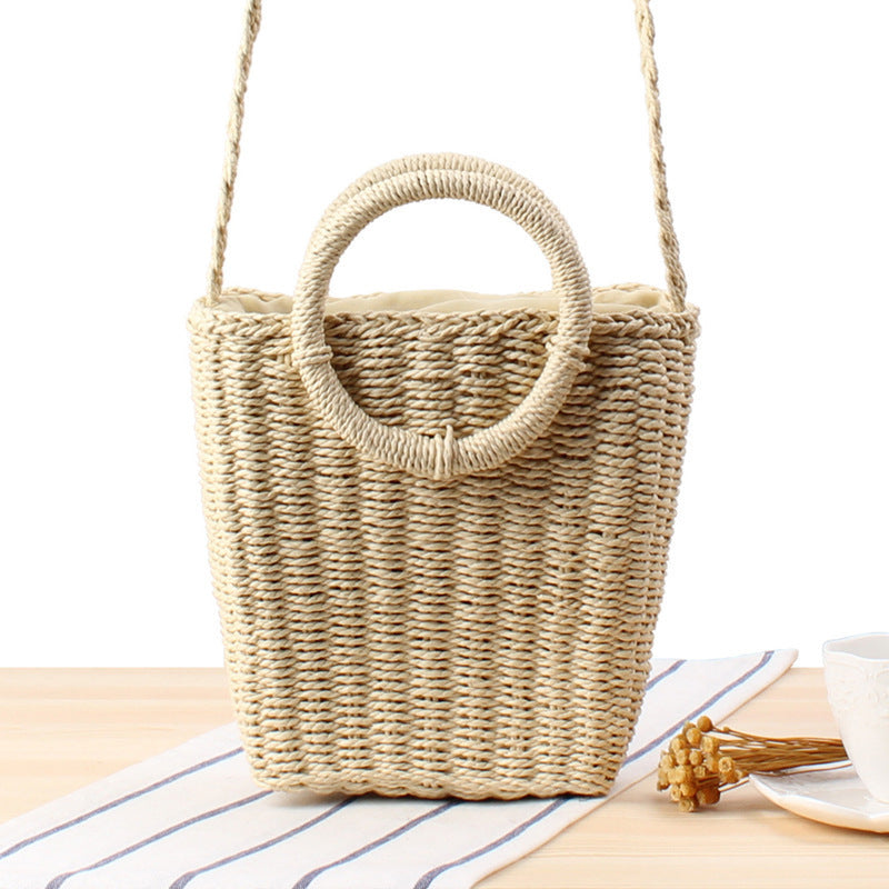Braided Bast Shoulder Bag with Round Handle LoungeYard — product view 5