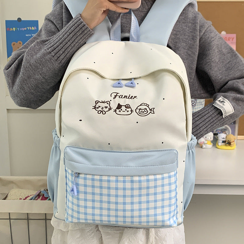 Cute Animal Embroidered Backpack LoungeYard — product view 2
