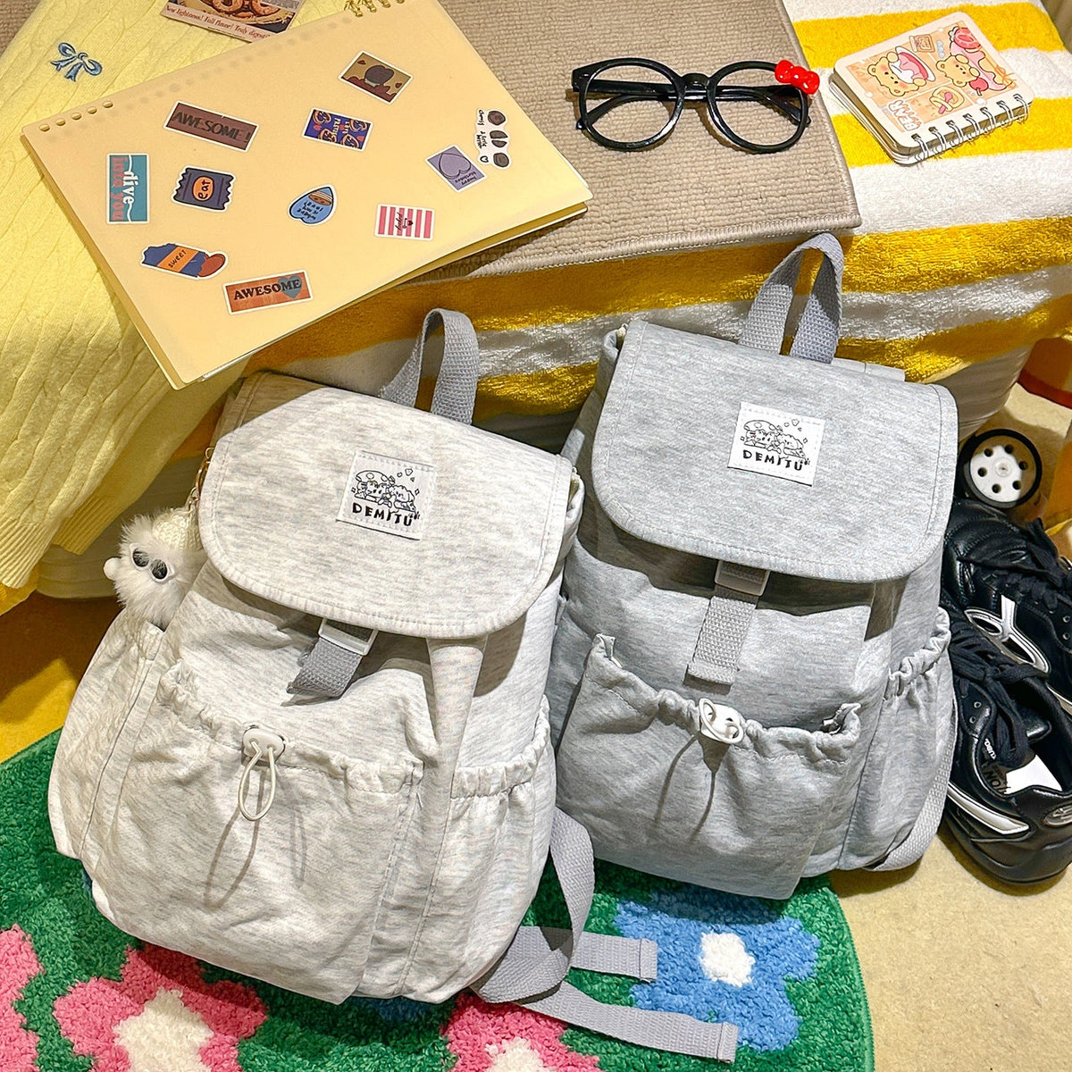 Casual Drawstring Flap Backpack LoungeYard — product view 4