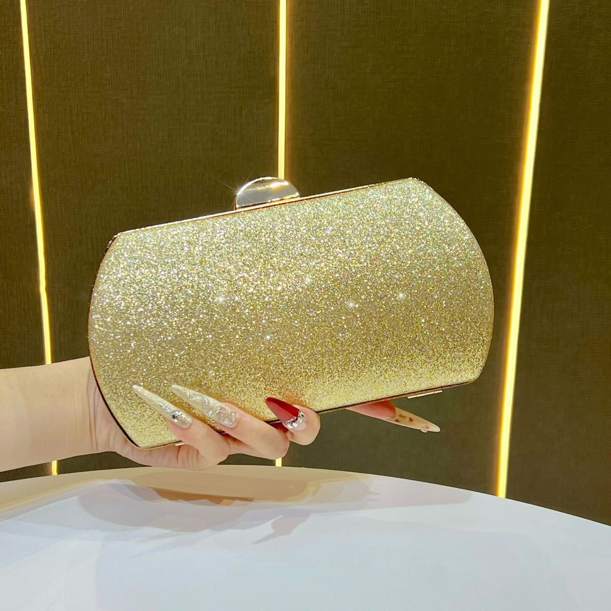 Glittering Cylindrical Evening Clutch — product view 7