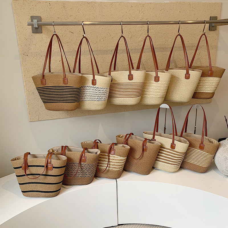 Woven Straw Beach Tote Bag — product view 2