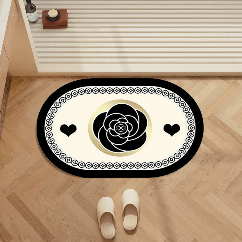 Elegant Floral Pattern Bathroom Rug — product view 3