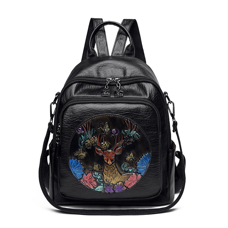 Creative Embroidered Leather Backpack — product view 2