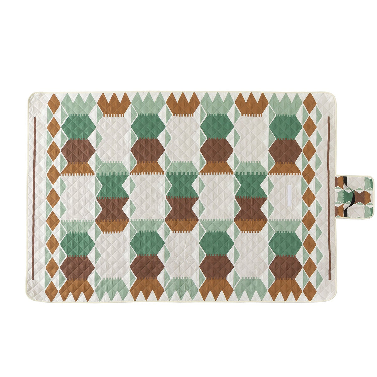 Quilted picnic and beach blanket set with carrying strap and water-repellent back — product view 5