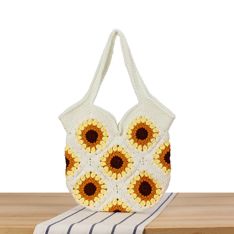 Creative crochet handbag with unique sunflower pattern LoungeYard — product view 1
