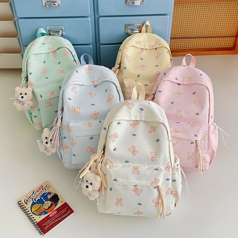 Cute Bear-Print School Backpack LoungeYard — product view 4