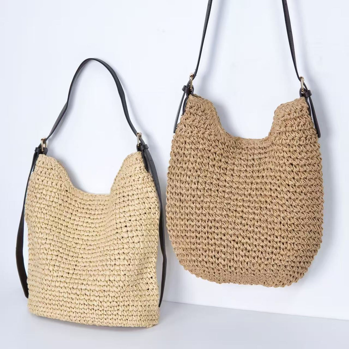 Trendy Shoulder Bag with Natural Weave and Leather Accents LoungeYard — product view 1
