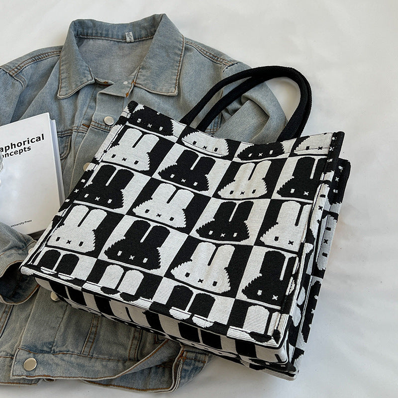 Cute Rabbit Print Canvas Tote Bag — product view 5