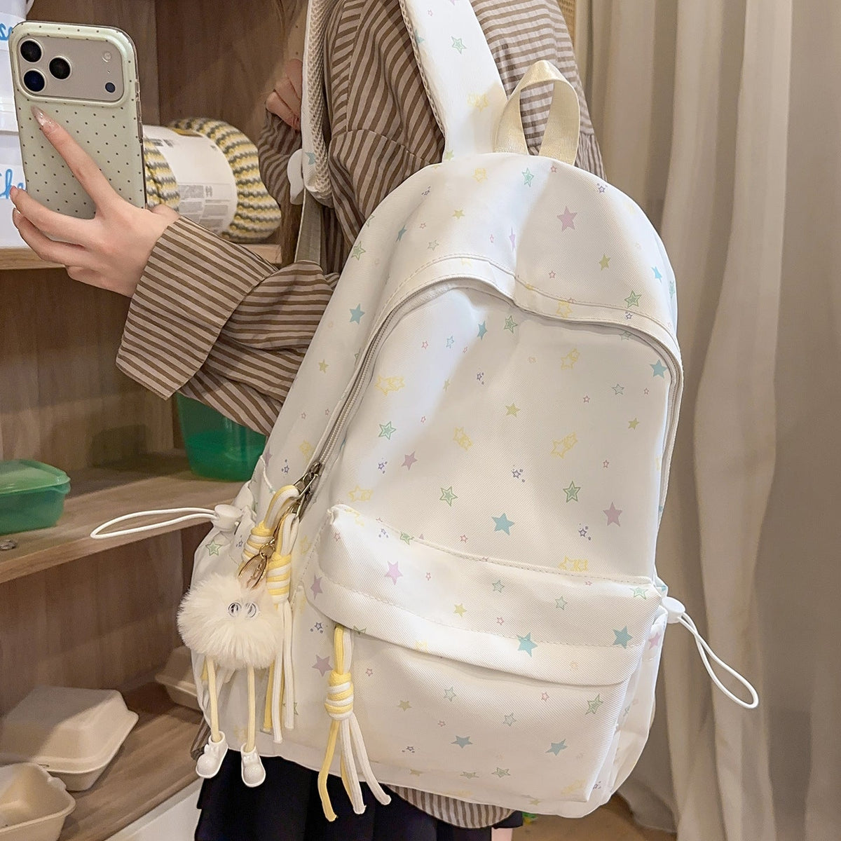 Casual Lightweight Star-Printed Backpack LoungeYard — product view 3