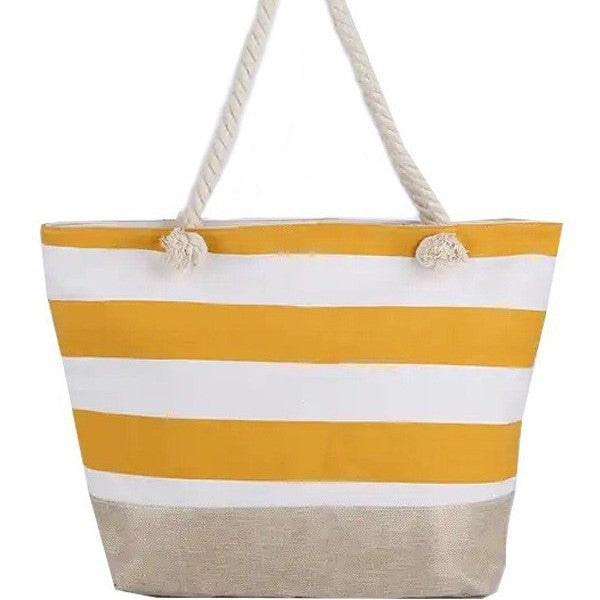 Beach bag with maritime stripes and sturdy rope handles LoungeYard — product view 5