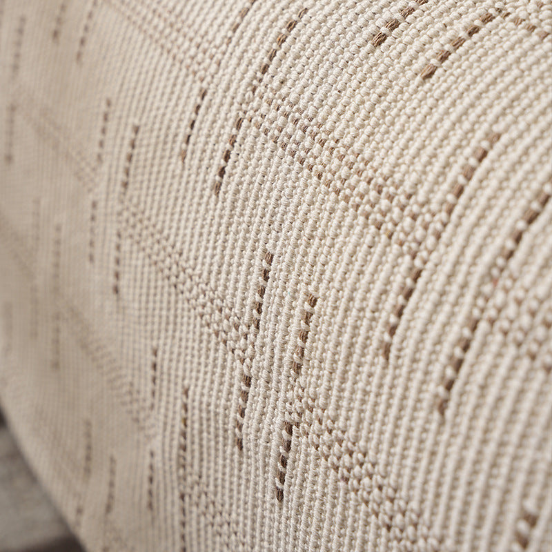 Jacquard-woven cotton kitchen towel with check pattern and striped trim — product view 5