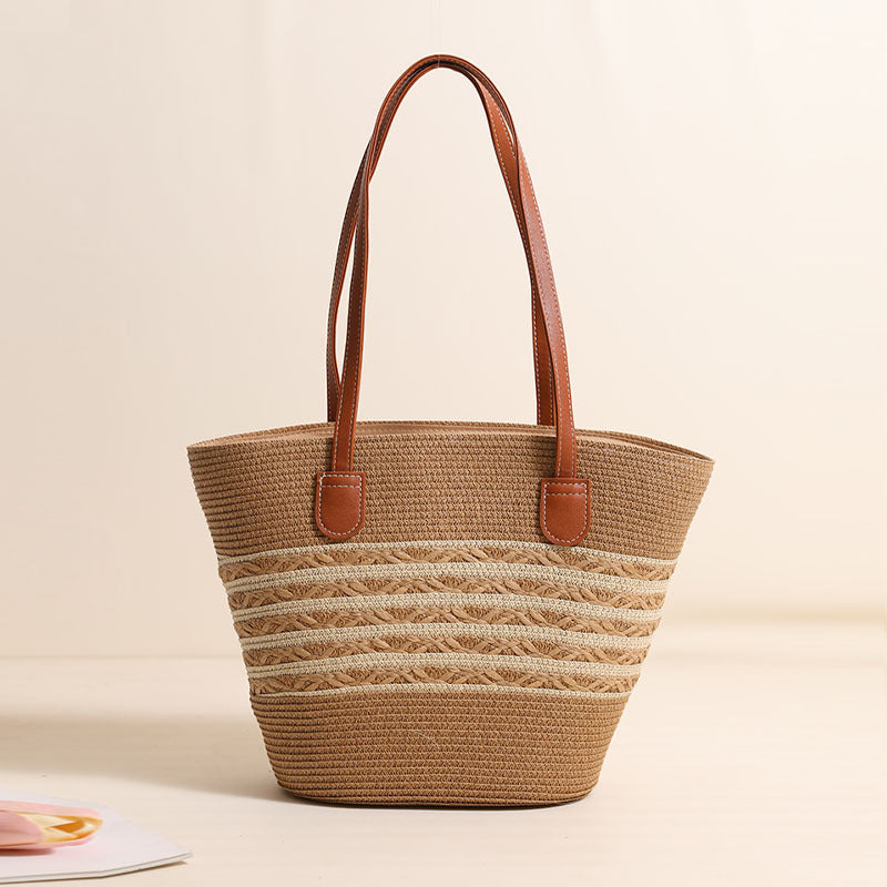 Elegant Bast Tote Bag with Leather Accents LoungeYard — product view 3