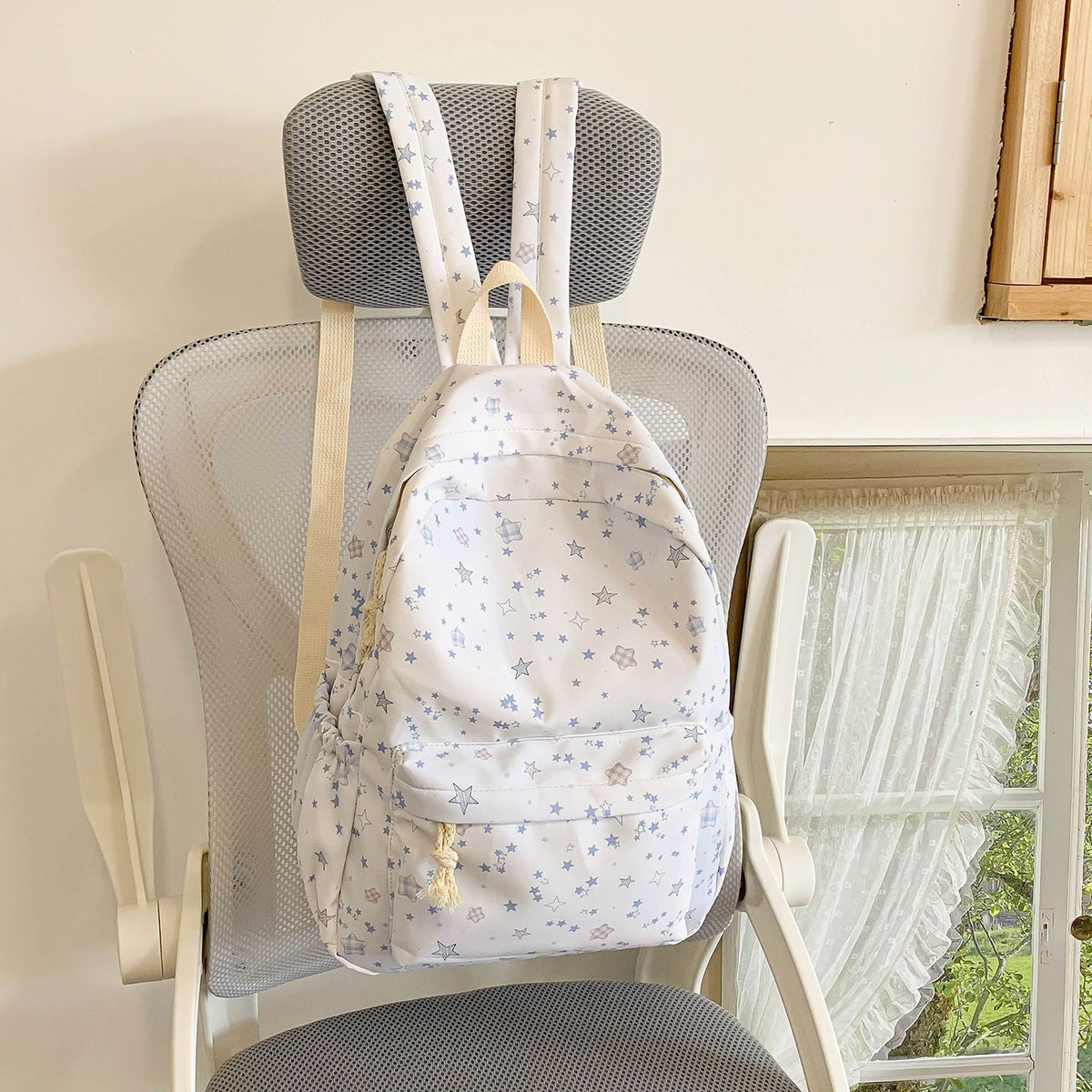 Star-Patterned Canvas Backpack LoungeYard — product view 3