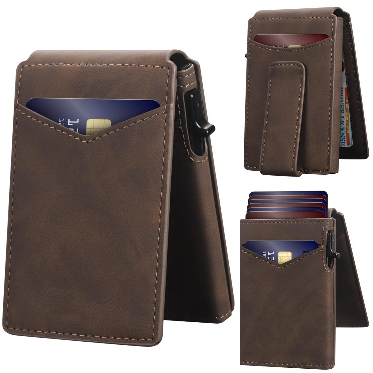 Minimalist RFID-Blocking Leather Card Wallet LoungeYard — product view 1