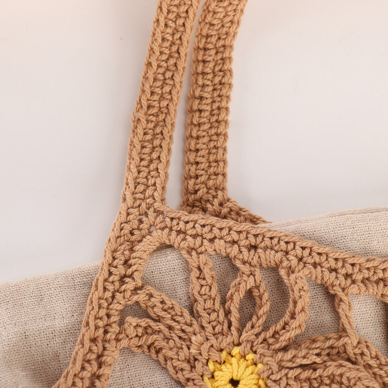 Handcrafted flower pattern shopper bag LoungeYard — product view 4