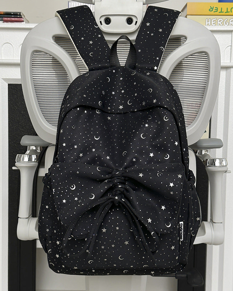 Starry Print Bow-Detail Backpack LoungeYard — product view 7