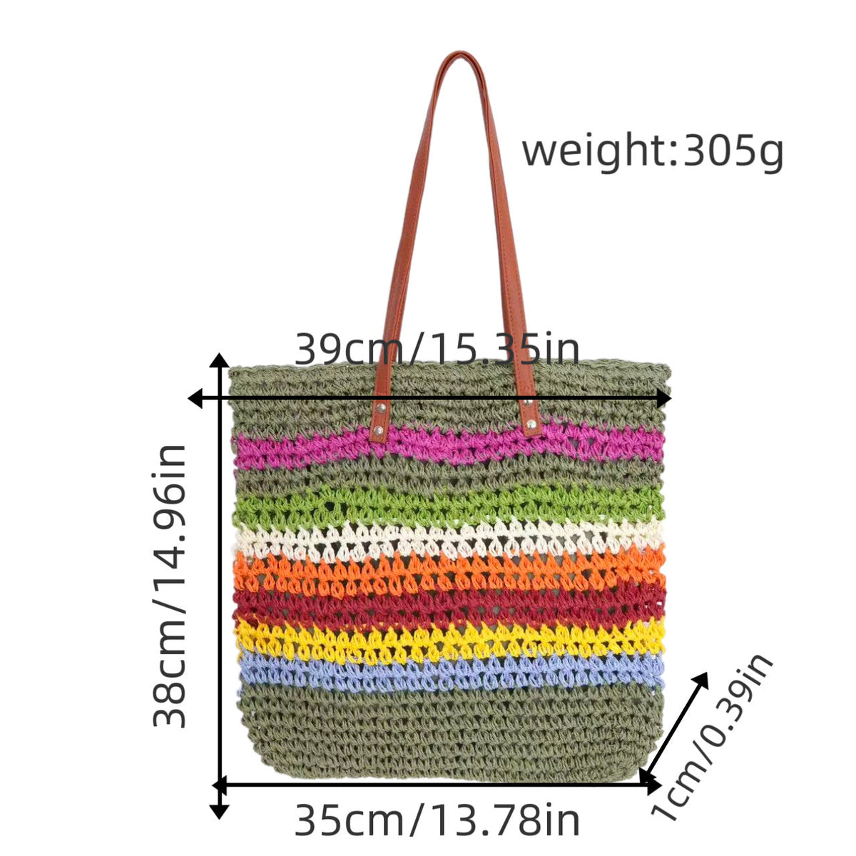 Braided tote bag with colorful gradient LoungeYard — product view 2