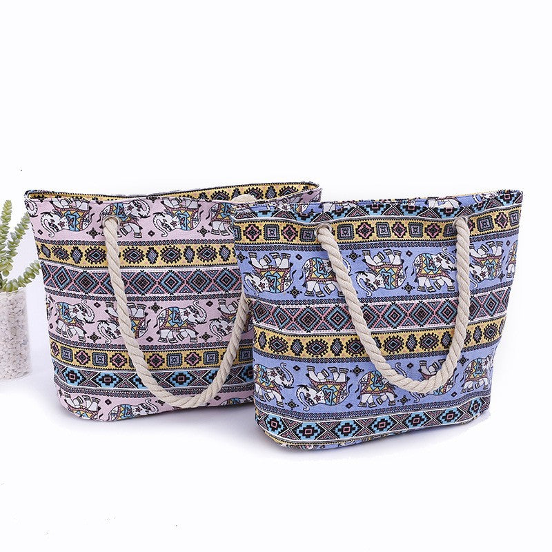 Large and Colorful Beach Bag with Mandala Pattern LoungeYard — product view 4