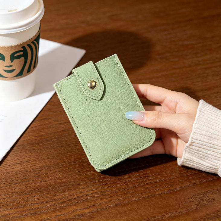 Textured Leather Cardholder with Snap Closure LoungeYard — product view 7