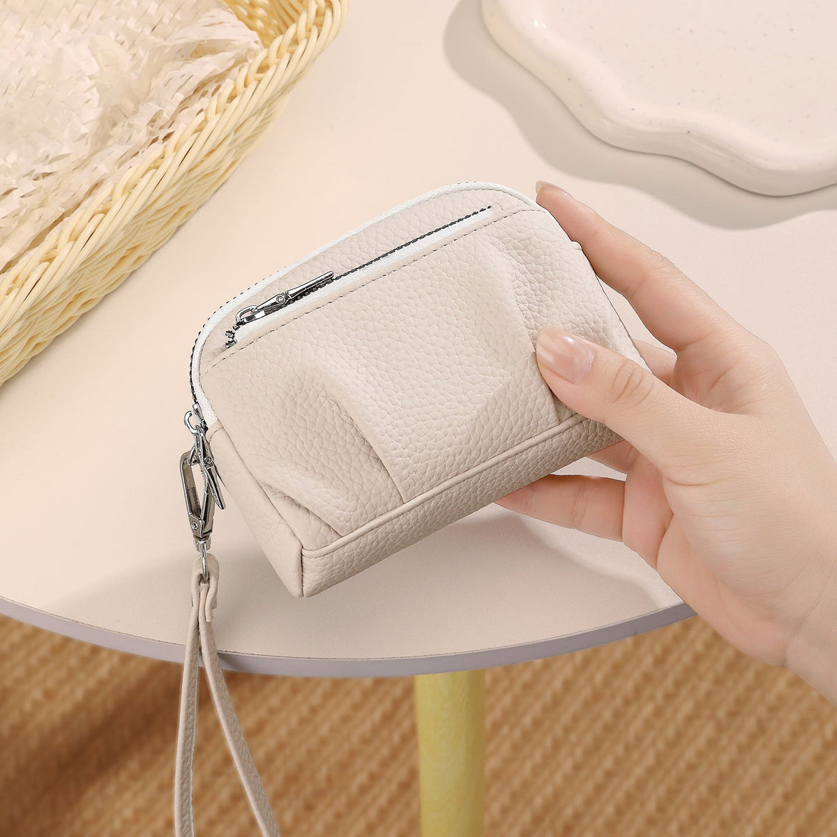 Textured Zip-Around Coin Wallet — product view 1