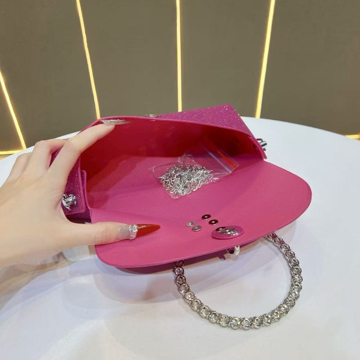 Sparkling Rhinestone-Handled Evening Clutch — product view 3