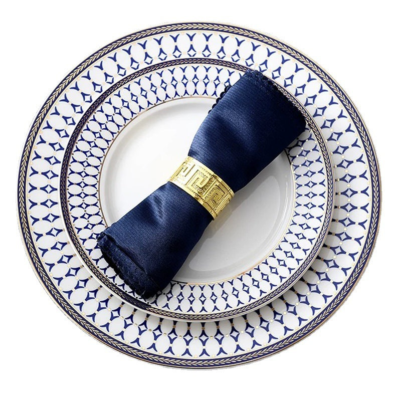 Luxurious metal napkin ring with Greek meander ornament — product view 3