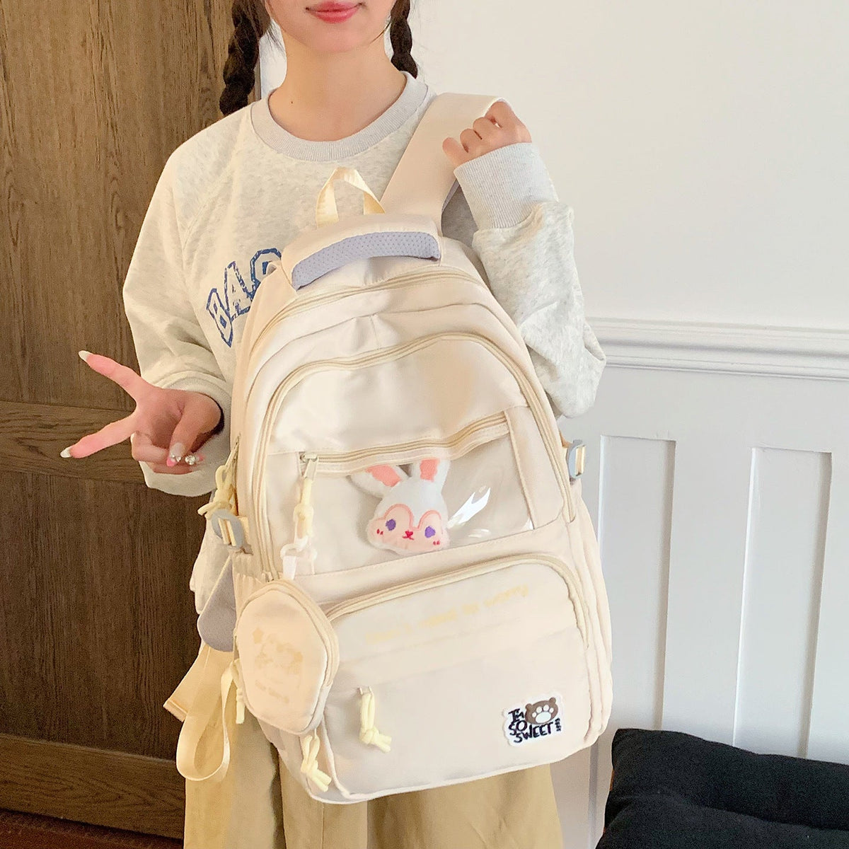 Cute Bunny-Themed Backpack LoungeYard — product view 1