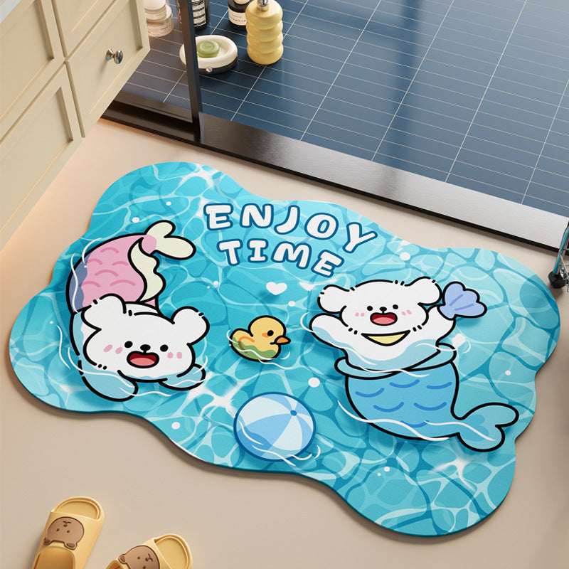 Playful Cartoon Pool-Themed Bath Mat — product view 2