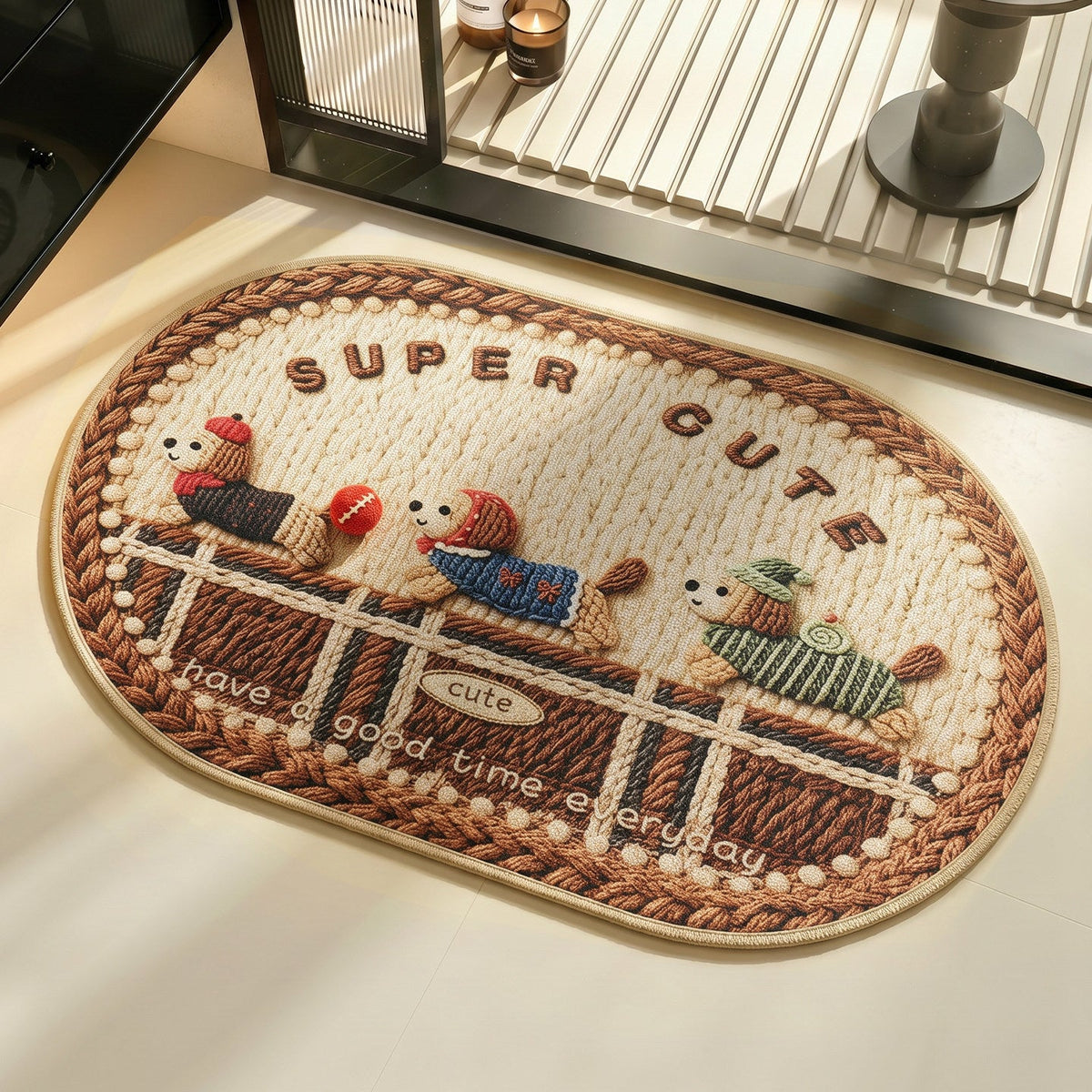 Cute Cartoon Dog-Themed Bath Mat — product view 1